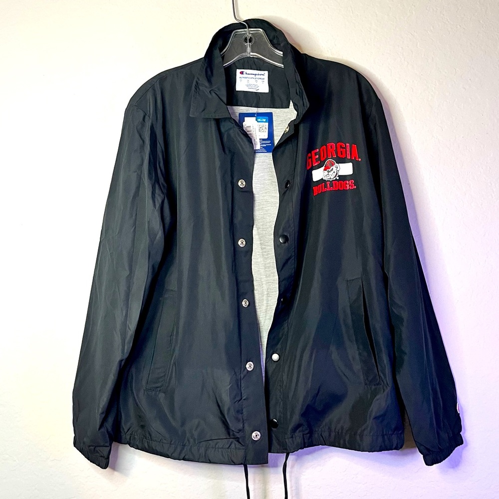 Champion Men’s Classic Black Georgia Bulldogs Coaches Jacket NWT Sz S
